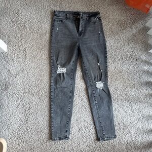 Fashion Nova Black/Gray Distressed Skinny Jeans